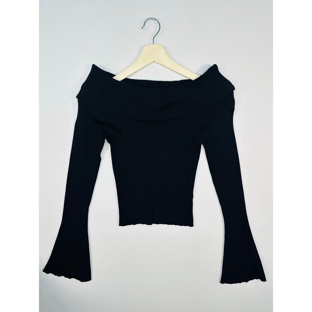 More To Come Off Shoulder Candace Sweater with Bell Sleeves Size Large